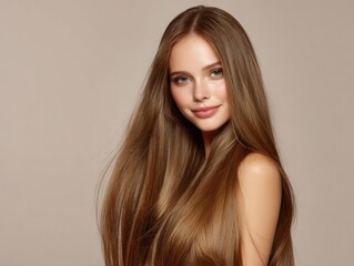 Radiant woman with long, flowing hair, showcasing healthy beauty and natural elegance. Ideal for hair care ads, beauty blogs, and cosmetic promotions.