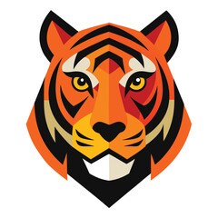 Angry Roaring Tiger Head Vector Illustration with Striped Fur

