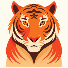 Angry Roaring Tiger Head Vector Illustration with Striped Fur

