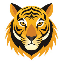 Angry Roaring Tiger Head Vector Illustration with Striped Fur

