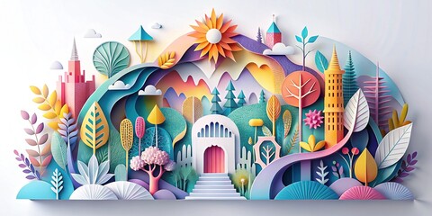 Fototapeta premium Paper Cut Illustration - Elegant Design