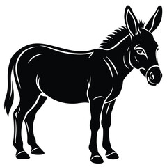 Fototapeta premium Black and White Donkey Illustration Set, Stylized Donkey Drawings in Black and White, Hand-Drawn Donkey Silhouettes Collection.