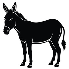 Fototapeta premium Black and White Donkey Illustration Set, Stylized Donkey Drawings in Black and White, Hand-Drawn Donkey Silhouettes Collection.