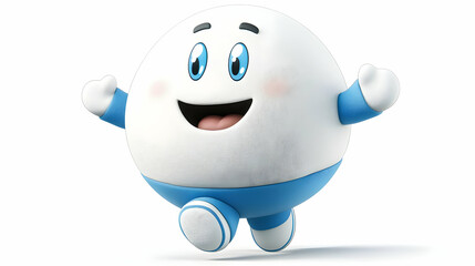 Obraz premium Playful White and Blue 3D Cartoon Character
