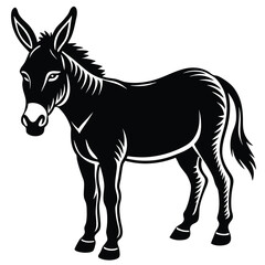 Obraz premium Black and White Donkey Illustration Set, Stylized Donkey Drawings in Black and White, Hand-Drawn Donkey Silhouettes Collection.