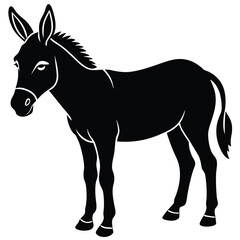 Obraz premium Black and White Donkey Illustration Set, Stylized Donkey Drawings in Black and White, Hand-Drawn Donkey Silhouettes Collection.