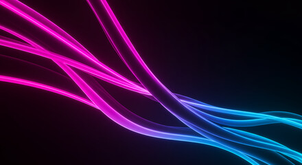 abstract purple wave background. Dynamic neon waves of purple and blue flow against a dark backdrop. Abstract, vibrant light trails