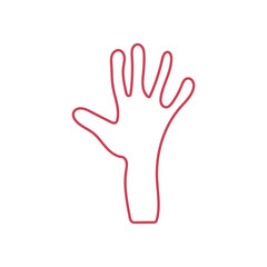 Isolated human palm shows a red stop sign as a vector icon