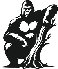 Strong gorilla vector silhouette