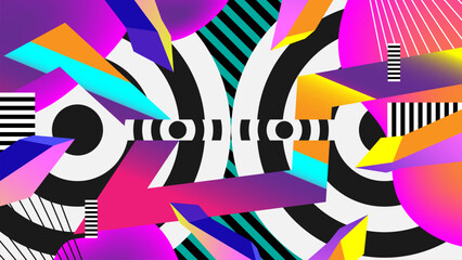 Abstract colorful optical illusion geometric patterns