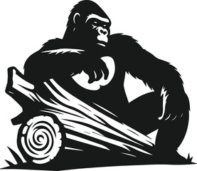 Fototapeta premium Strong gorilla vector silhouette