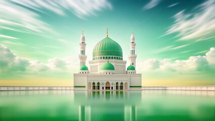 Fototapeta premium A surreal and vibrant cinematic graphics of Milad Un Nabi against a serene green and white background