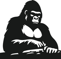 Strong gorilla vector silhouette