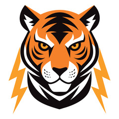 Fierce Roaring Tiger Head Vector in Symmetrical Style