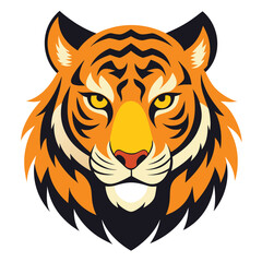 Fierce Roaring Tiger Head Vector in Symmetrical Style