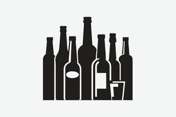  black silhouette of bottle set