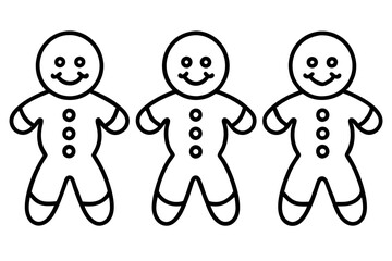 Gingerbread Cookie Line Art Vector Bundle
