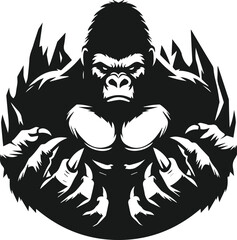 Strong gorilla vector silhouette