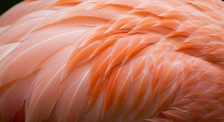 Fototapeta premium Detailed Flamingo Feathers Close Up in Shades of Coral and Light Pink