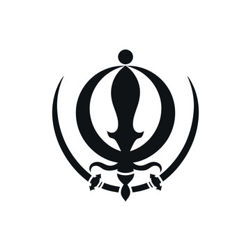 black sikh symbol on white background clip art preview