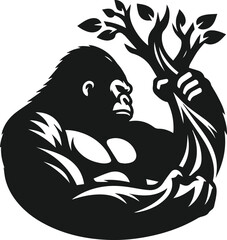 Strong gorilla vector silhouette