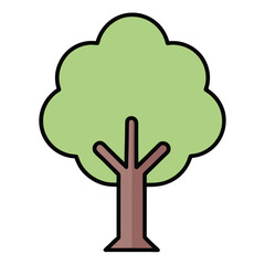 Minimalist cartoon Tree vector Graphic Illustration.