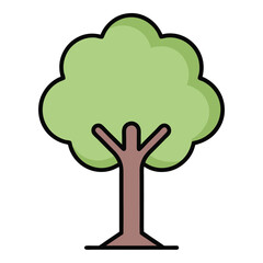 Minimalist cartoon Tree vector Graphic Illustration.