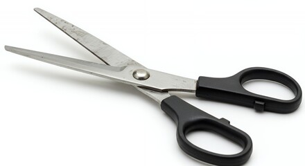 Bent Scissors with Misaligned Blades on White Background