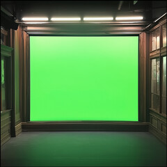 empty gallery with green screen
