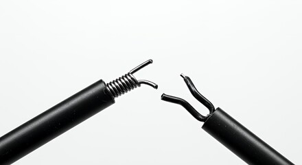 Broken Black Kickstand Spring Isolated on White