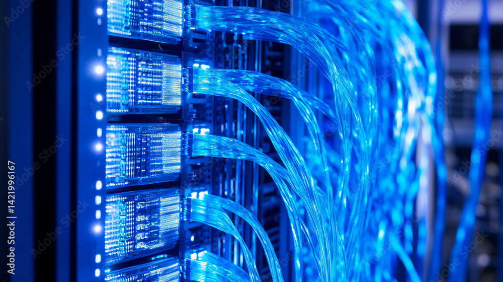 Aufkleber bright futuristic data connections in a technology hub generative ai