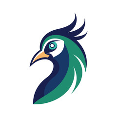 peacock head mascot logo vector art illustration
