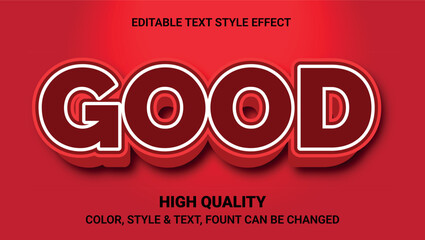 Editable red 3d text effect with word good in bold style on bright background for design use	