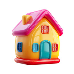 Colorful 3D Render of a Playful Cartoon House with Glossy Finish