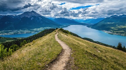 Majestic Mountain Lake Trail: Breathtaking Panoramic View