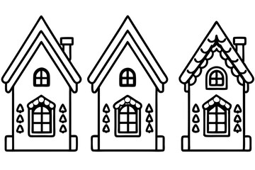 Gingerbread Village Line Art Collection set