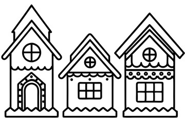 Gingerbread Village Line Art Collection set