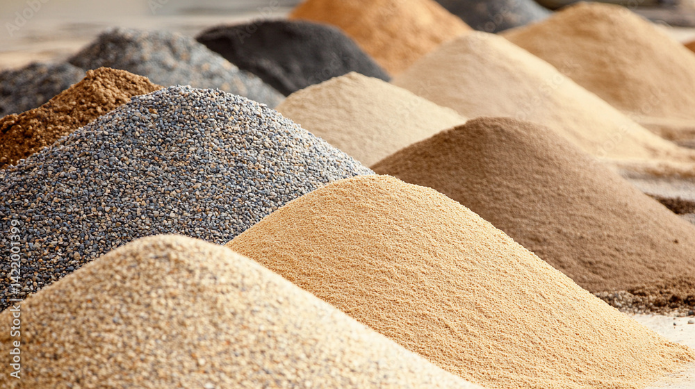 Poster colorful mounds of sand in various shades and textures generative ai