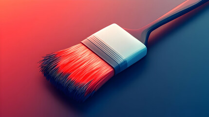Fototapeta premium Red Paintbrush on Dark Background 3D Render