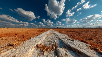 Captivating View of Baseball Field with Rich Textures Under Dramatic Cloudy Sky