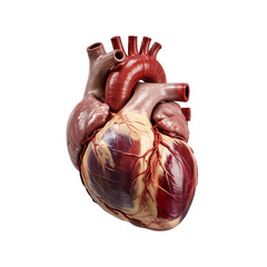 Detailed Anatomical Model of a Human Heart – Realistic 3D Render with Arteries and Veins on Transparent Backgroun