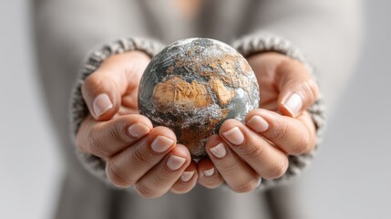 Symbolic Representation of Refugee Day with Hands Holding Earth Globe Concept