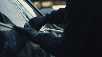 Person Washing a Car with a Sponge