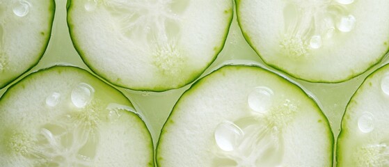 Refreshing Cucumber Slices: A Close-Up of Juicy, Green Goodness