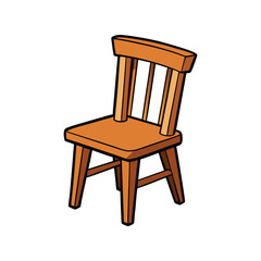 Wooden Chair Vector Illustration. Classic design, detailed wood texture, furniture icon