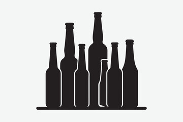  black silhouette of bottle set