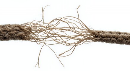 Closeup of Frayed Brown Shoelace End Isolated on White