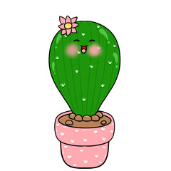 Cartoon Cactus with flowers in a pink pot