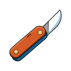 Pocket Knife Vector Illustration. Multi-tool design, folding knife art, and versatile outdoor gear vector graphic.