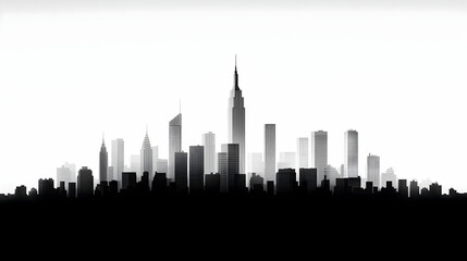 Fototapeta premium Black And White City Skyline Silhouette
